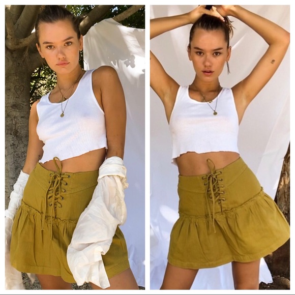 NWT Free People Positano Lace-Up Mini Ruffle Skirt - Picture 16 of 16